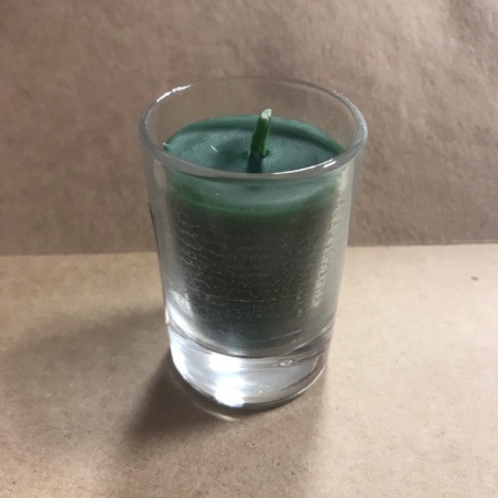 Свеча восковая в стекле зеленая (до 7 часов)