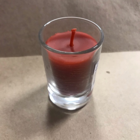 Свеча натуральная восковая в стекле красная (до 7 часов)