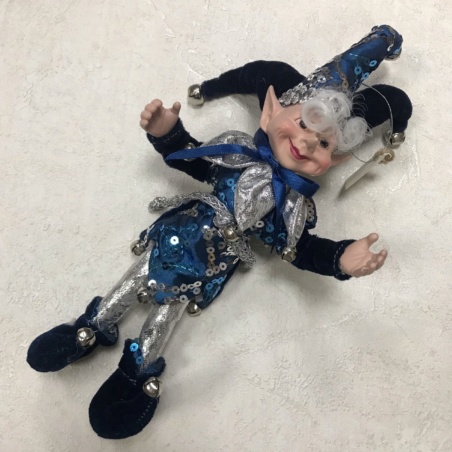 Кукла подвеска Гномик в синем костюме