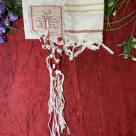 Талит (палантин) Иисуса из Иерусалима красный