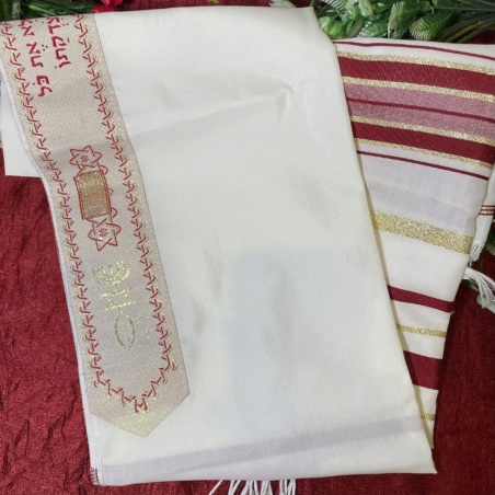 Талит (палантин) Иисуса из Иерусалима красный