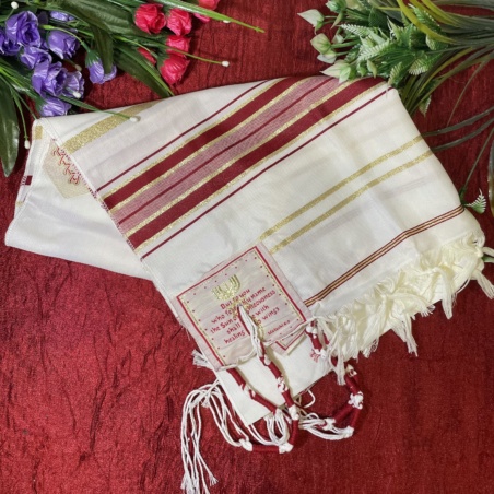 Талит (палантин) Иисуса из Иерусалима красный