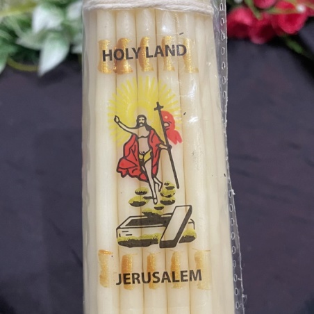 Освященная Иерусалимская свеча белая