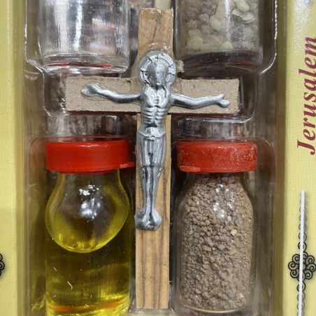 Набор: святая вода, святая земля, освященное масло и ладан
