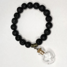 Браслет из вулканической лавы с флаконом-сердцем