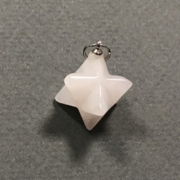 Кулон - маятник для биолокации Меркаба из розового кварца 