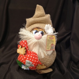 Оберег-домовой 'Васек на мешковине, с красным мешком '