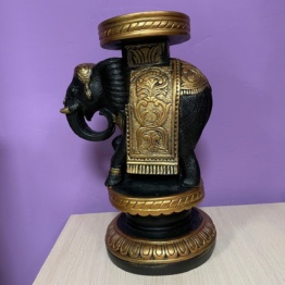 Статуэтка Слон черный с золотом 34 см.