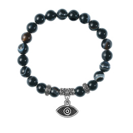 Браслет из черного агата с подвеской Глаз (от сглаза)
